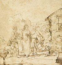 Jésus marche avec deux disciples